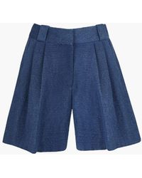 Blazé Milano Linen And Cotton Fell Bermuda Shorts - Blue