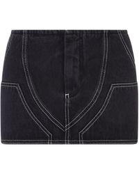Off-White c/o Virgil Abloh - Black Denim Mini Skirt With Contrasting Stitching - Lyst