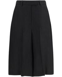 Lardini - Straight-Leg Bermuda Shorts Twill With Pleats Viscose; Other Fibres - Lyst