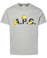 A.P.C. - 'pokémon Pikachu' Grey Cotton T-shirt - Lyst