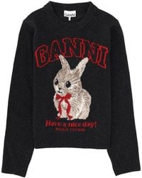 Ganni - Wool Jersey Regular Fit Jumper Jumpers - Lyst