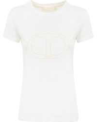 Twin Set - T-Shirt With Embroidered Logo - Lyst