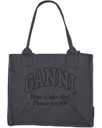 Ganni - Large Tote Bag With Logo - Lyst