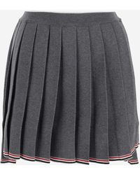 Thom Browne - Wool Blend Pleated Skirt - Lyst