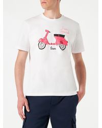Mc2 Saint Barth - Cotton T-Shirt With Vespa Print Vespa Special Edition - Lyst