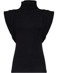 Mugler - Jersey Draped Sleeveless Top - Lyst