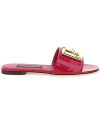 Dolce & Gabbana - Patent Leather Slides - Lyst