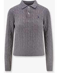 Polo Ralph Lauren - Cable Knit Wool And Cashmere Polo Sweater - Lyst
