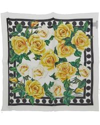 Dolce & Gabbana - Floral Printed Square Scarf - Lyst