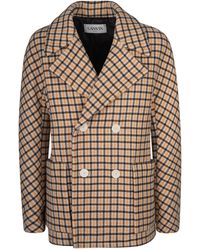 Lanvin - Double-Breast Check Jacket - Lyst
