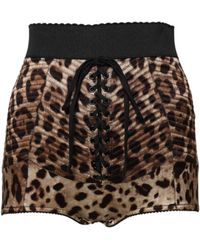 Dolce & Gabbana - Laceup Animal Print Shorts - Lyst