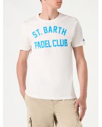 Mc2 Saint Barth - Cotton Vintage Treatment T-Shirt With St. Barth Padel Club Print - Lyst