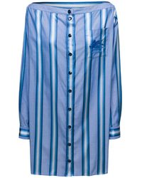Etro - Mini Light Off-The-Shoulders Striped Shirt Dress - Lyst