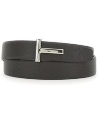 Tom Ford - T Grainy Leather Belt - Lyst