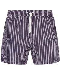 Fedeli - Burgundy Striped Swim Shorts - Lyst