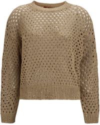 Max Mara - Open Knit Cotton Sweater With Sequins - Lyst