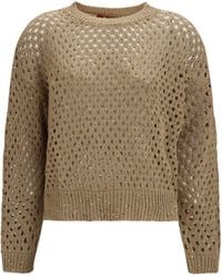 Max Mara - Open Knit Cotton Sweater With Sequins - Lyst
