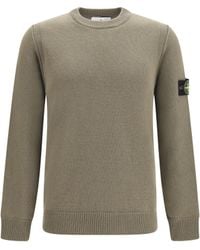 Stone Island - Sweater Crewneck With Logo Patch On The Sleeve - Lyst