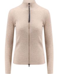 Brunello Cucinelli - Sparkling Cashmere And Silk Ribbed Cardigan With Monili Detail - Lyst