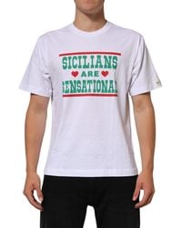 Dolce & Gabbana - White Graphic Print Cotton Crew Neck T - Lyst