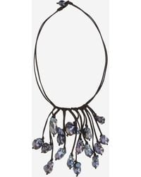 Mela - Necklace Suede With Pearls - Lyst