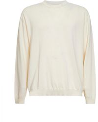 Uma Wang - Off Wool And Silk Crepe Crewneck Sweater - Lyst