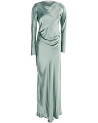 Alberta Ferretti - Long Dress With Draped Details And Long Sleeves - Lyst