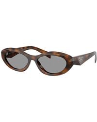 Prada - Sunglasses Oval Full Rim, Juniper Havana Frame And Light Lens Pr26Zs20D50Q - Lyst