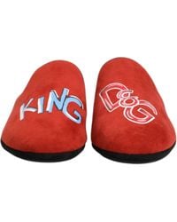 Dolce & Gabbana - Red Suede Dg King Men House Slippers Shoes - Lyst