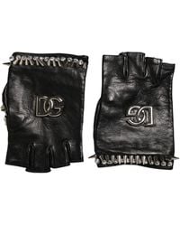 Dolce & Gabbana - Embellished Wrist Length Mitten Gloves Genuine Leather - Lyst