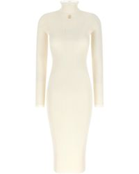 Elisabetta Franchi - Ribbed Knit Mock-Neck Dress - Lyst