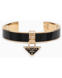 Prada - Black\/gold Enamelled Brass Bracelet - Lyst