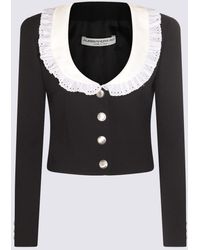 Alessandra Rich - Black And White Silk-wool Blend Casual Jacket - Lyst