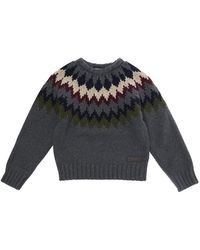 DSquared² - Crewneck Sweater With Geometric Embroidery Wool Tops - Lyst