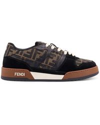 Fendi - Match Ff Jacquard Fabric And Suede Sneakers - Lyst