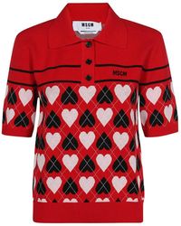 MSGM - Jacquard Knit Polo Shirt - Lyst