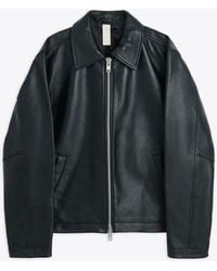 sunflower Faded Leather Biker Jacket in Black for Men | Lyst