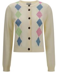 Ganni - Diamond-Pattern Cardigan - Lyst