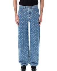 Marine Serre - Moon Laser Blue Baggy Denim Jeans - Lyst