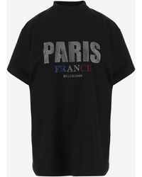 Balenciaga - Rhinestone Cotton T-Shirt T-Shirts & Jerseys - Lyst
