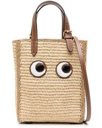 Anya Hindmarch - Eyes-Embroidered Raffia Tote Bag - Lyst