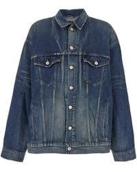 Balenciaga - Jacket With Classic Collar And Maxi Logo Print On The Rear - Lyst