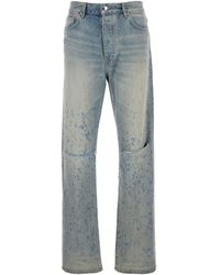 Amiri - Light Destroyed Straight Jeans With Cut-Out - Lyst