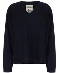 Semicouture - V-Neck Sweater Jade Virgin Wool Tops - Lyst
