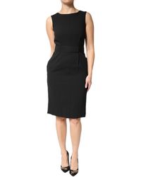 Dolce & Gabbana - Sleeveless Sheath Knee Length Dress Acetate Viscose Elastane - Lyst
