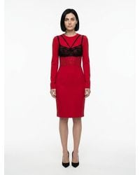 Dolce & Gabbana - Dolce & Gabbana Lace-Trim Sheath Dress - Lyst