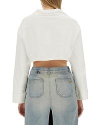Courreges - Cropped Sweatshirt Cotton Sweatshirts - Lyst