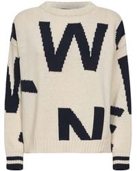 Weekend by Maxmara - Ivory And Intarsia Knit Sweater - Lyst