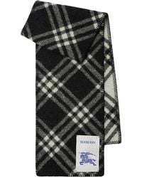 Burberry - Scarf Check Wool B-W Accessories - Lyst