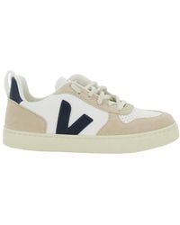 Veja - V-10 Sneaker With Suede Inserts Leather Trainers - Lyst